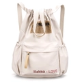 Zaino beige crema con coulisse in finta pelle premium per viaggio e fitness - Bianco latte