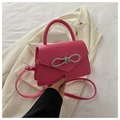 Chic rose pink handbag with rhinestone bow buckle and dual-strap design in casual style - Pink