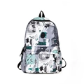 Graffiti printed backpack in white and mint green with artistic hand-drawn sketches - Green