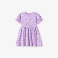 Abito da bambina color lavanda in cotone con stampa a cuori e maniche a volant - 2Y(90cm) / Viola Chiaro