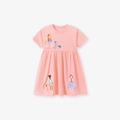Vestido rosa de niña con manga corta, estampados de hadas y detalles de tul en 3D - 2Y / Rosa