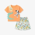 Ensemble d'été enfant avec t-shirt orange lion et short bleu clair aux motifs d'animaux - 2Y(90cm) / Ensemble Animal Orange
