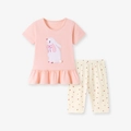 Set pigiama da bambina in cotone con ricamo a coniglio e pantaloni con ciliegie - 5Y(120cm) / Set Coniglio Rosa (K2152)
