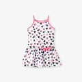 Sommerkleid für Mädchen mit buntem Herz-Print und rosa Schleife auf weißer Baumwolle - Herz-Print-Stil (KS0130) / 3Y(100cm)
