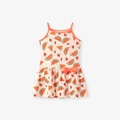 Rosa Baumwoll-Sommerkleid für Mädchen mit niedlichem Wassermelonen-Print und Schleife - Wassermelonen-Print Stil (KS0171) / 2Y(90cm)