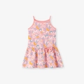 Sommerliches Mädchen-Trägerkleid in Rosa mit Blumenmuster und süßer Schleife - Blumen-Print Stil (KS0172) / 2Y(90cm)