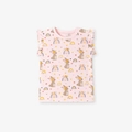 Rosa Kurzarm-T-Shirt für Kleinkinder mit Hasen-Print und Rüschen an den Ärmeln - 6Y / Hellrosa (Allover-Print)
