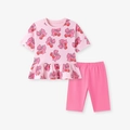 Ensemble d'été rose pour fillettes avec t-shirt motif cerises et short foncé - Rose (2227) / 2Y(90cm)