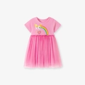 Abito rosa per bambine con stampa unicorno e gonna tutu in tulle a strati - 2Y(90cm) / Rosa