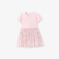 Rosa kurzärmeliges Mädchenkleid mit Tüllrock und bunten Pailletten-Punkten - 2Y(90cm) / Rosa