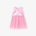 Ärmelloses Sommerkleid für Mädchen in Rosa mit Einhorn-Print und Tutu-Rock aus Tüll - 2Y(90cm) / Rosa (S3320)