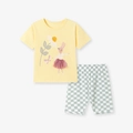 Ensemble d'été pour fille avec t-shirt lapin et short à carreaux verts - 2Y(90cm) / T-shirt Lapin Jaune Avec Short à Carreaux Vert (2218)