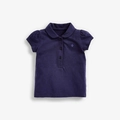 Dunkelblaues Polo-Shirt für Mädchen aus Baumwolle mit Bubikragen und Stern-Stickerei - Marineblau (53084) / 120cm