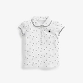 Kurzärmliges Kinder-Poloshirt aus Baumwolle mit Punkten und gewelltem Peter-Pan-Kragen - Weiß Gepunktet (53083) / 120cm
