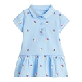 Short-sleeved light blue girls' cotton polo dress featuring colorful ice cream prints - Ice Cream Print (Light Blue) (SY0070) / 120cm