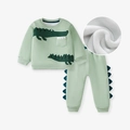 Ensemble de survêtement polaire enfant vert menthe avec motif crocodile et détails en 3D - 7T(140) / Vert Clair (Doublé Polaire)