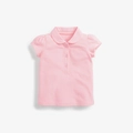 Rosa kurzärmeliges Baumwoll-Poloshirt für Mädchen mit Wellenkragen und Sternstickerei - Rosa (53085) / 120cm