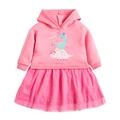 Abito rosa con cappuccio a maniche lunghe con dinosauro e gonna in tulle a strati - 2Y(90cm) / Rosa