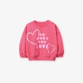Rosa Mädchen Sweatshirt aus Baumwolle mit Herzprint und Do What You Love Schrift - 4Y(110cm) / Rosarotes Oberteil Ohne Hose (22041T)