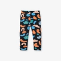 Leggings felpati neri da bambina con stampe astratte colorate ed elastico in vita - 7A(140cm) / Pantaloni a stampa astratta soli (senza parte superiore) (22083K)