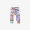 Leggings invernali bimba con stampe di animali colorati e design color-block asimmetrico - Leggings con Stampa Animalier a Cartoni Animati (22058K) / 6Y(130cm)