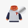 Sweat à capuche enfant bicolore gris et bleu avec patch renard et doublure polaire - 2Y(90cm) / Style Renard Bloc de Couleur (HC1109)