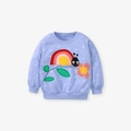 Lavendelkleurige katoenen meisjessweatshirt met slak, regenboogprint en witte stippen - 6Y(130cm) / Lichtpaarse Hoodie (22068T)