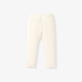 Leggings in maglia a coste per bambine bianco crema con bordo a volant - 6Y(130cm) / Leggings a Costine Bianco Sporco (22057K)