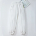 Pantaloni sportivi bianchi foderati per bambini con vita elastica e nastro - Bianco (H10010) / 120cm
