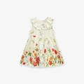 Mädchen Baumwollkleid ärmellos mit Blumendruck und Rüschenkragen Prinzessin - 2Y(90cm) / Hellgelb Floral (S1835)