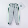 Dikke grijze thermische joggingbroek voor jongens met groen trekkoord en zijstrepen - 110cm / Grijs met Zijstreep (H10063)