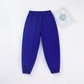 Dikke warme koningsblauwe kinderjoggingbroek met STRANDED-tekst in reliëf - 120cm / Koningsblauw Reliëf (H10001)