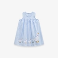 Robe d'été sans manches à carreaux vichy bleu et blanc avec canards brodés - Vichy Bleu (Pré-vente) / 6Y(130cm)