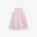 Robe sans manches à carreaux roses pour filles avec broderie canard détaillée - Vichy Rose (Pré-commande) / 6Y(130cm)