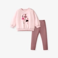 Zweiteiliges Set für Mädchen mit rosa Langarm-Sweatshirt und passender Hose - 2Y(90cm) / Zweiteiliges Set (200001)