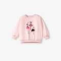 Rosa Langarm-Sweatshirt für Mädchen mit Ballett-Illustration und Rippbündchen am Saum - 2Y(90cm) / Einzelnes Oberteil (200001T)