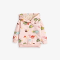 Roze baby hoodie met dinosaurusprints en een warme voering van imitatielamswol - 90cm / Roze Dinosaurusstijl met Kap (5Y0067)