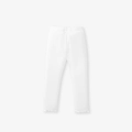 White ribbed cotton leggings for girls featuring cute lettuce edge hem at the ankles - White Ribbed Ruffle Hem (G202419K) / 2Y(90cm)