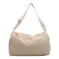 Minimalist beige large capacity nylon crossbody bag with adjustable wide strap - Khaki