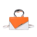 Schicke orange-weiße Umhängetasche mit markantem silbernem Lava-Metallgriff für Damen - Orange