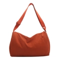 Large capacity crossbody bag in bright orange nylon with adjustable shoulder strap - Orange