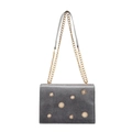 Bolso bandolera de terciopelo gris con tachuelas de estrellas y cadena doble - Gris