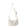 White corduroy hobo shoulder bag with a matching small round coin purse attachment - White
