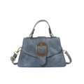 Denim blue crossbody bag with vintage gold buckle and adjustable strap feature - Blue