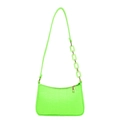 Neon green crocodile embossed baguette bag with thick resin chain and golden zipper - Light Green