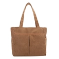 Sac fourre-tout en velours côtelé marron avec doubles poches avant et bandoulières - Marron
