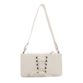Sac à épaule minimaliste en cuir PU beige avec détails de laçage croisé décoratif - Blanc