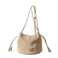 Sac seau beige avec cordon de serrage et bandoulière en chaîne dorée ajustable - Kaki Sans Pendentif