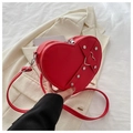 Chique felrode hartvormige crossbodytas met zilveren studs en verstelbare schouderriem - Rood