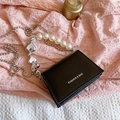 Mini sac bandoulière noir avec lettrage mode et chaîne perles et cœur - Noir